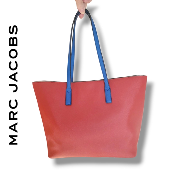 Marc Jacobs Sidekick Colorblock Tote Red White and Blue Handbag Silver & Red Tag - Picture 4 of 10